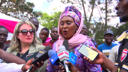 Migori Member of Parliament Fatuma Muhammed speaking during the launch of the Reusable Sanitary Towels Manufacturing Plant in Migori Town. She said that Plant will also be making school uniforms for the vulnerable school-going girls. Photo by Geoffrey Makokha.